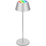 BRILONER - RGB accu tafellamp 2 in 1, Touch, Mobile Light, LED tafellamp buiten, IP44, LED tafellamp snoerloos, Zilverkleurig
