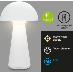 BRILONER - Dimbare led-tafellamp, touchscreen, beweegbaar licht, led-tafellamp voor buiten, draadloze led-tafellamp, mat wit