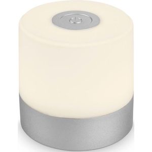 LED Tafellamp - Chroom - Oplaadbaar - Dimbaar - 7 cm Hoog