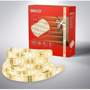 BRILONER – 5 m ledstrip, ledstrip, decoratieve lichtketting, ledstrip, USB-band, warm wit licht, kabelschakelaar
