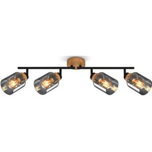 BRILONER - HEMA - Spot, met hout, rookglas, 4x E27 max. 10W