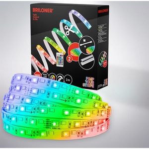 BRILONER - Pimp your Stripe Starterset - 2 m ledstrip met afstandsbediening, 3 m kabel - RGBW meerkleurig - in te korten - zelfklevend - led-lichtstrip - kamerdecoratie -