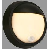 Briloner - Lampe d'extérieur - Puni - Bewegingsmelder - Schemersensor - oplaadbare batterij - USB opladen - spatwater bescherming - Ø17 x 7 cm - Zwart