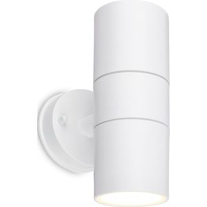 BRILONER - Wandlamp IP54 spatwaterdicht, GU10 fitting, max. 7W, buitenlamp, wandlamp, spot, buitenverlichting, buitenlamp, 16x7.5x11 cm, wit