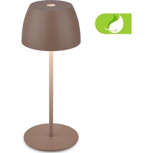 Briloner Serina Mini - Snoerloze LED tafellamp IP44 - 7503012 - Dimbaar - Touch - Spatwaterdicht - Snoerloos - Verwisselbare batterij en lichtbron - Ø8 x 20 cm - Kap Sand