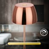 Briloner - Serina Mini led Tischlampe kabellos IP44, Dimmbar, Touch, Spritzwasserschutz, akku, kupfer, Ø8 x 20 cm