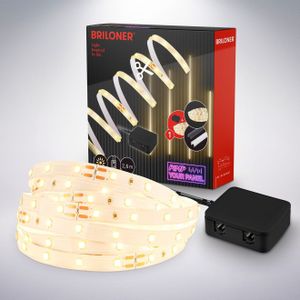 Briloner - Pimp your Panel LED strip starterset, warm wit, snoerschakelaar, LED strip kamerdecoratie, accessoire akoestische panelen, lichtstrip, stripverlichting, 2,6m, wit