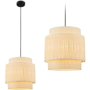 Briloner Papper hanglamp, 1-lamp, natuurlijke kleur, raffia, E27