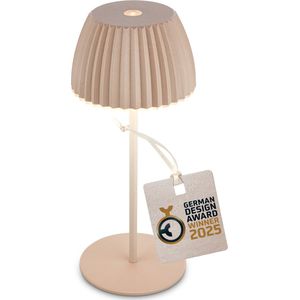 BRILONER Champ mini - Oplaadbare Mini Tafellamp - snoerloze lamp - met touch dimbaar - voor binnen en buiten - german design award winner 2025 - beige - Ø8,5 x 20cm
