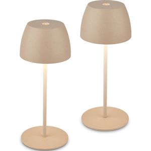 Set van 2 Tafellampen - Beige - LED - Oplaadbaar - Dimbaar