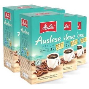 Melitta Gemalen koffiezetapparaat, filterkoffie, krachtig met 50% ontcafeerde koffie, sterkte 3, uitlezen medium, verpakking van 6 (6 x 500 g)