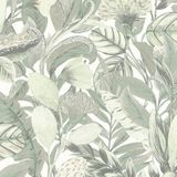 Erismann - Vliesbehang - Groen Wit - Bloemen - 10,05 m x 0,53 m