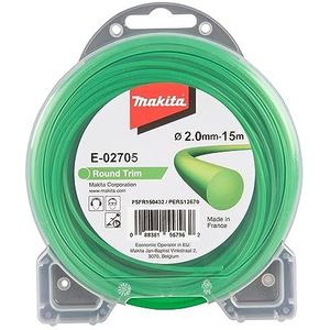 Makita E-02705 Maaidraad, rond, 2,0 mm x 15 m, ronde trimmerdraad, nylon, groen, voor grastrimmers en bosmaaiers