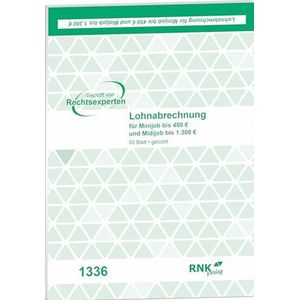 RNK Lohnabrechnungsblock A5 Minijobs Abheftlochung vorhanden A5 50 Bla