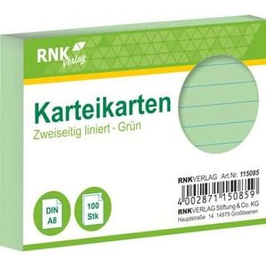 Karteikarten A8 liniert 170 g qm gr&#252;n VE=100 St&#252;ck
