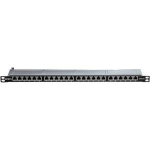 Lindy - Cat.6A Patch Panel - 24 Poorten - Zwart - 0,5 HE