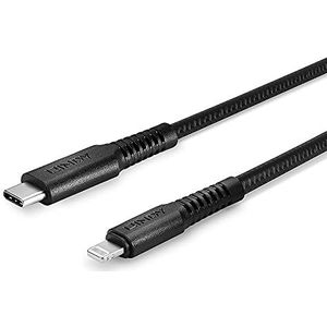 LINDY 31288 [MFi gecertificeerd] 3 m robuuste USB type C naar Lightning-kabel