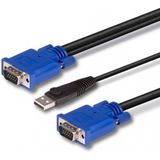 Lindy 32186 toetsenbord-video-muis (kvm) kabel Zwart, Blauw 2 m