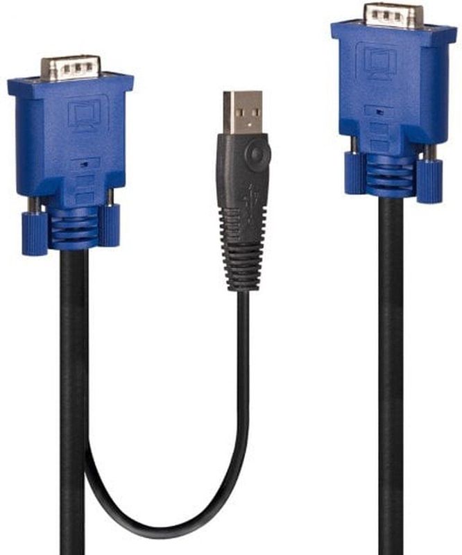 Lindy 32186 toetsenbord-video-muis (kvm) kabel Zwart, Blauw 2 m