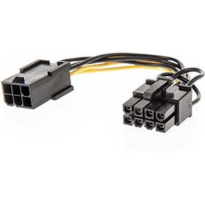 LINDY 33858 PCIe-voedingsadapterkabel, 1 x 6-polig, vrouwelijk naar 8-polig, zwart
