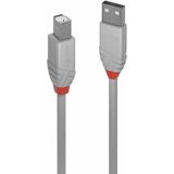 LINDY 36681 0,5 m USB 2.0 type A naar B kabel, antraciet lijn, grijs