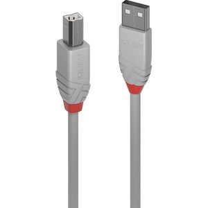 LINDY 36681 0,5 m USB 2.0 type A naar B kabel, antraciet lijn, grijs