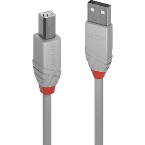 LINDY USB-kabel USB 2.0 USB-A stekker, USB-B stekker 1.00 m Grijs 36682