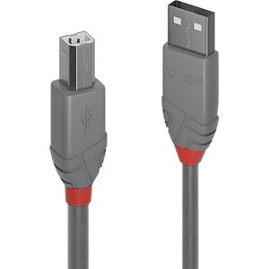 LINDY 36685 5m USB 2.0 Type A naar B-kabel, Anthra Line, grijs