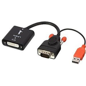 Lindy 38184 video kabel adapter 0,2 m DVI-D VGA (D-Sub) + USB Zwart, Oranje