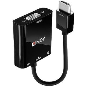 LINDY 38285 HDMI-naar-VGA-audio-converter, 0,1 m, zwart