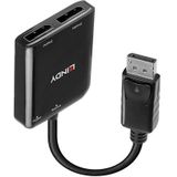 Lindy - 2 Port DisplayPort 1.2 MST Hub - Zwart - USB-A