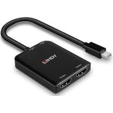 Lindy - mDP naar 2 Poorten HDMI MST Hub - Zwart - Multimedia-accessoire