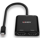 Lindy - mDP naar 2 Poorten HDMI MST Hub - Zwart - Multimedia-accessoire