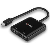 Lindy - mDP naar 2 Poorten HDMI MST Hub - Zwart - Multimedia-accessoire