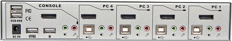 LINDY 39305 KVM Switch - DisplayPort 4K 60Hz - USB 2.0 - 4 Poorten