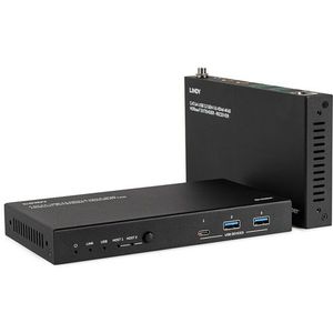 Lindy 100m Cat.6A 2 Host USB 3.2 (USB-C), Docking station + USB-hub, Zwart