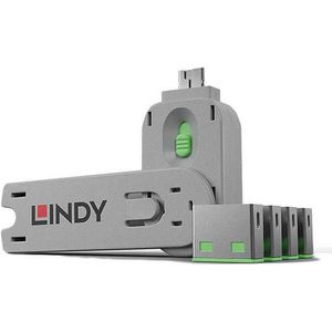 Lindy 40451 poortblokker Poortblokker + sleutel USB Type-A Groen Acrylonitrielbutadieenstyreen (ABS) 5 stuk(s)