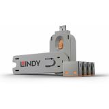 LINDY 40453 - USB-poort slot (4 stuks) met sleutels: Code Oranje