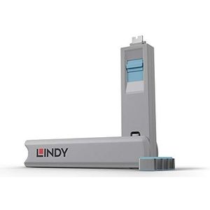 LINDY 40465 USB Type C Port Blocker Key, Blauw - Pack van 4