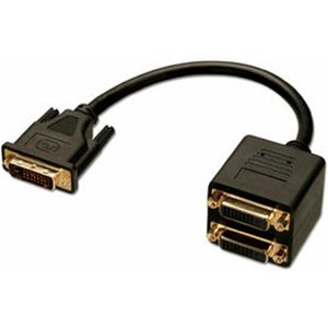 LINDY 41215 DVI Adapter [1x DVI-D-stekker - 2x DVI-bus 24+5-polig] 20.00 cm