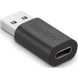 Lindy 41904 tussenstuk voor kabels USB 3.2 Type A USB 3.2 Type C Zwart