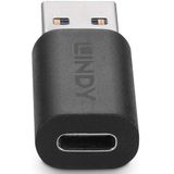Lindy 41904 tussenstuk voor kabels USB 3.2 Type A USB 3.2 Type C Zwart