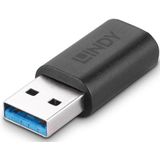 Lindy 41904 tussenstuk voor kabels USB 3.2 Type A USB 3.2 Type C Zwart