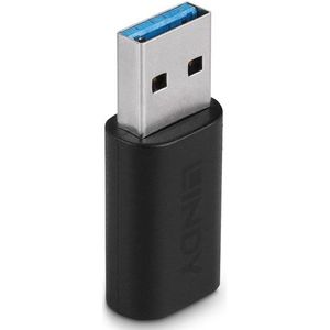 Lindy 41904 tussenstuk voor kabels USB 3.2 Type A USB 3.2 Type C Zwart