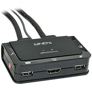 LINDY 42340 - HDMI KVM Switch Compact USB 2.0 Audio 2 Port, zwart