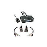 Lindy VGA KVM-schakelaar 2-poorts USB 2.0 Audio Compact USB 2.0 Audio/Microfoon, KVM schakelaars, Zwart