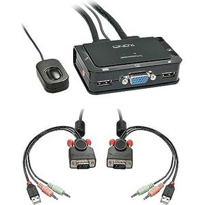 LINDY 42342 KVM-switch met 2 poorten VGA, USB 2.0 & Audio Cable