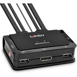 LINDY 2-poorts DisplayPort 1.2, USB 2.0 & Audio Cable KVM Switch