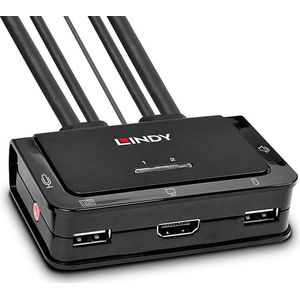 LINDY 2-poorts HDMI 2.0, USB 2.0 & Audio Kabel KVM Switch, 42345