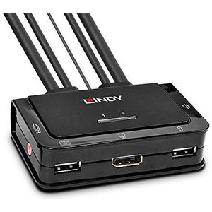 LINDY 2 Port DisplayPort 1.2, USB Type C, USB 2.0 & Audio Kabel KVM Schakelaar